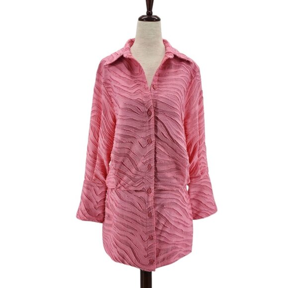 The Attico Womens 2/4 Dress Pink Silvye Zebra Print Fil Coupe Minidress Shirt - Picture 1 of 10